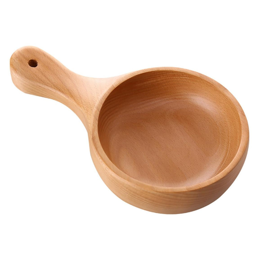 Alasum Wooden Salad Bowl with Handle Scoop Shaped Pickle Soup Serving Bowl Natural Wood for Kitchen and Dining
