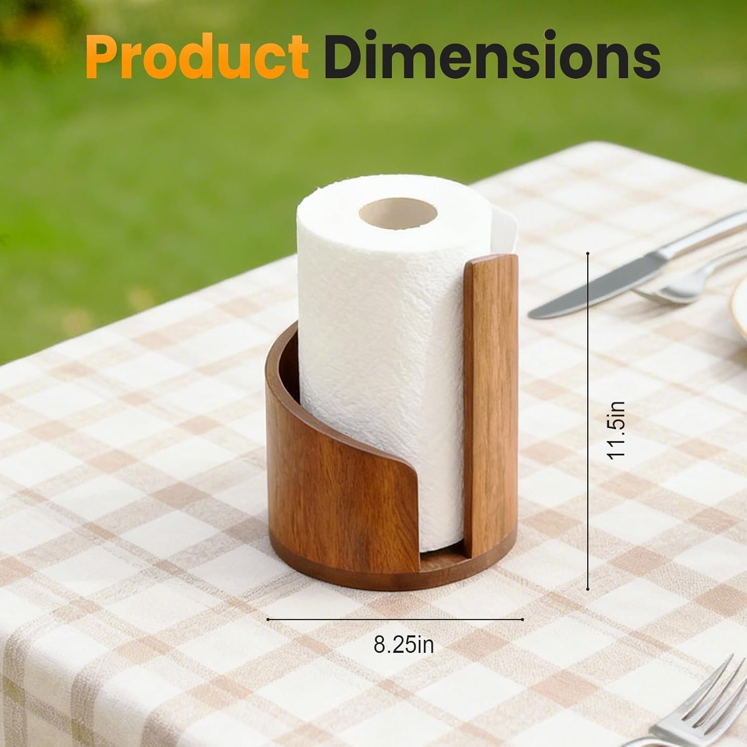 2026 New Mountain Paper Towel Holder Countertop,Natural Mango Wood Round Base and Iron Holder, Wooden Paper Towel Holder for Kitchen Roll Organize Dining Table Home Decor-7-14 Days delivery (Wood-1)