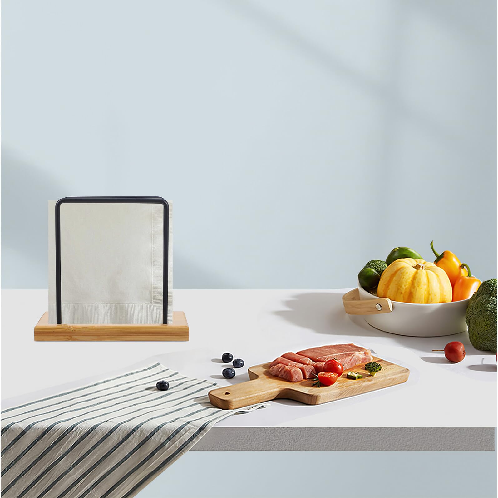 MOBUTOFU Iron Napkin Holder Stand with Base, Rustic Farmhouse Dining Table Napkin Dispenser for Kitchen and Tabletop Paper Tissue Storage