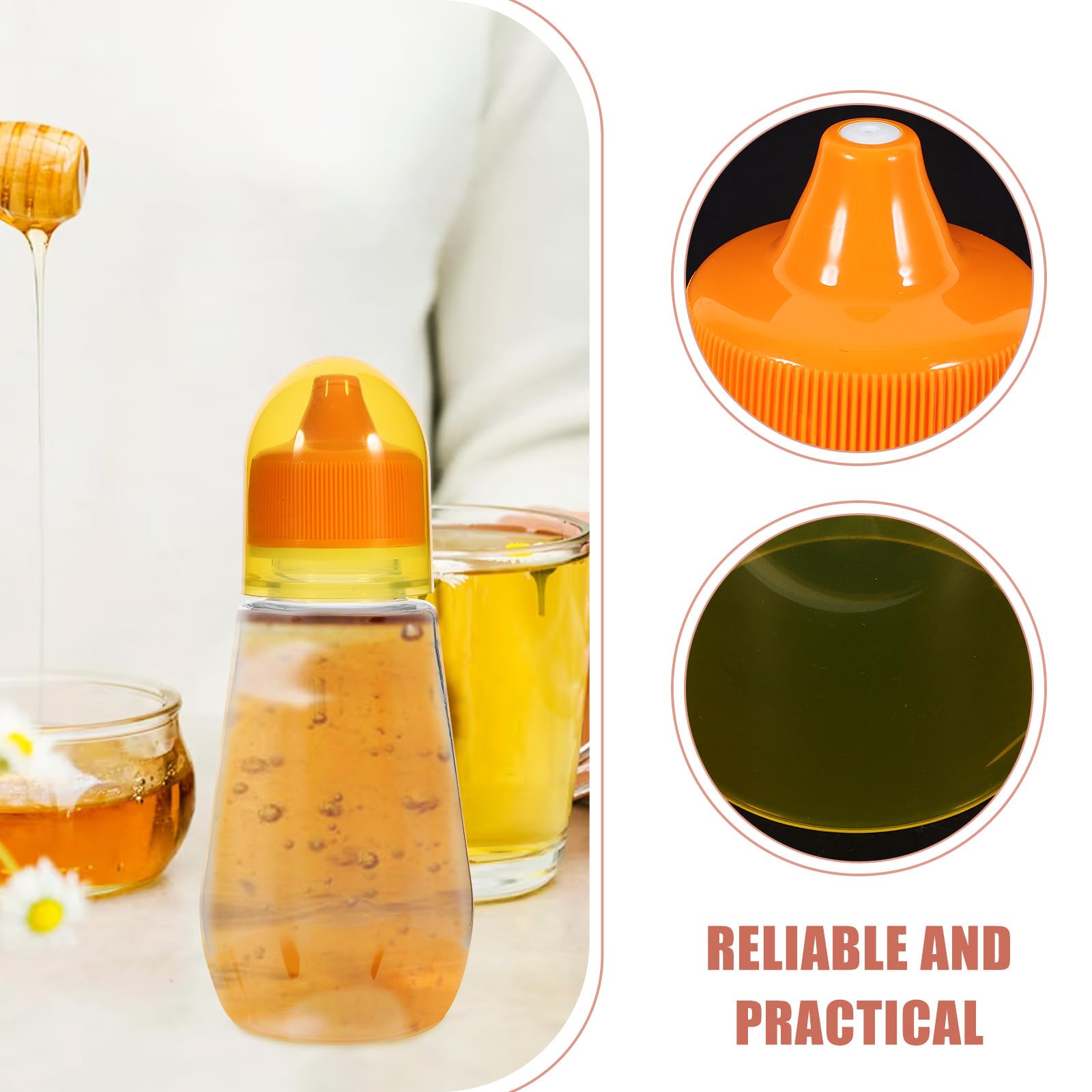 Beaupretty 4pcs 250g Pet Plastic Honey Jars with Lids and Squeeze Spout, Reusable Honey Storage Bottles for Kitchen and Dining Syrup, Jam, and Condiment Dispenser