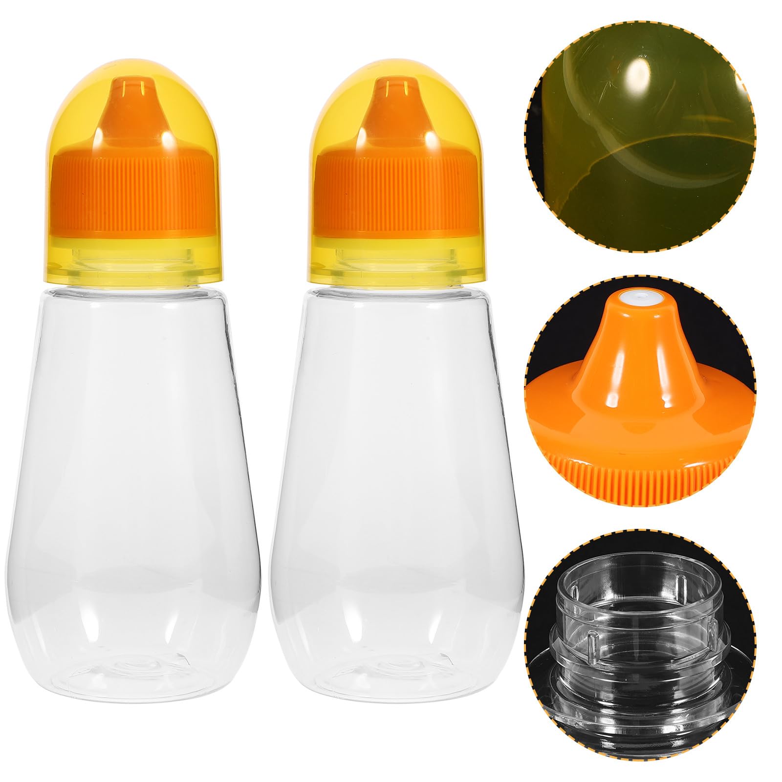 Beaupretty 4pcs 250g Pet Plastic Honey Jars with Lids and Squeeze Spout, Reusable Honey Storage Bottles for Kitchen and Dining Syrup, Jam, and Condiment Dispenser